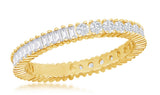 Vermeil over sterling silver 1/2 baguette, 1/2 round cz eternity band