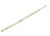 Vermeil over sterling silver chain link bracelet with a small cz bar.