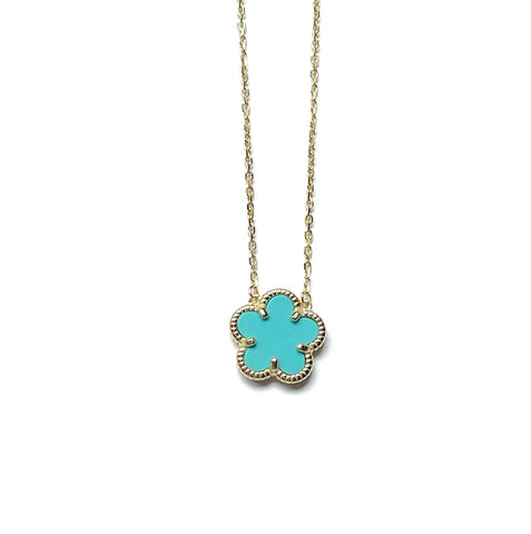 Vermeil over sterling silver turquoise flower necklace.