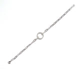 Sterling silver paperclip chain with a cz open circle.