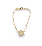 Vermeil over sterling silver cz baguette and round Star of David bracelet on a paperclip chain.