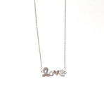 Sterling silver alternating cz cursive love chain necklace.