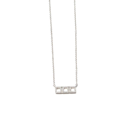 Sterling silver triple square cz necklace.