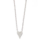 Sterling silver paperclip cz heart necklace.
