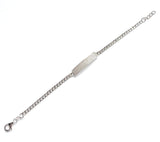 Sterling silver cuban chain bracelet with a rectangle filled with micro pave cz's.