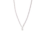 Sterling silver or sterling silver paperclip chain with cz pear shaped stone.