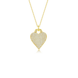 Vermeil over sterling silver micro pave cz heart necklace.