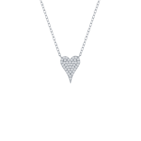 Sterling silver mini cz heart necklace