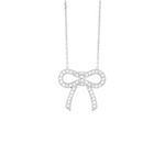 Sterling silver chain necklace with a cz bow.