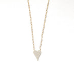 Vermeil over sterling silver paperclip cz heart necklace.