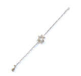 Sterling silver cz baguette and round Star of David bracelet on a paperclip chain.