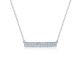 Sterling silver cz double row bar necklace.