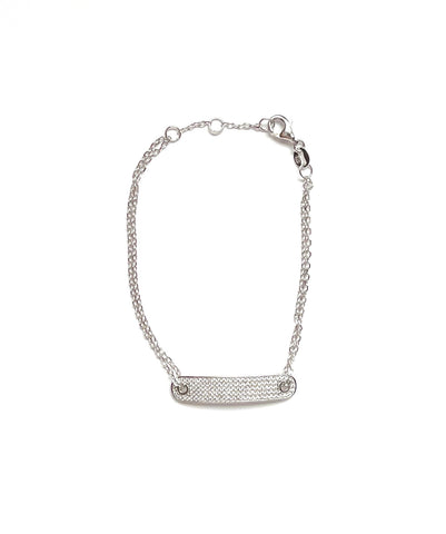 Sterling silver double chain bracelet with a cz bar.  