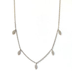 Sterling silver choker necklace with five dangling cz teardrops