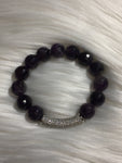 Amethyst with CZ Bar Beaded Bracelet