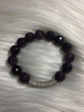 Amethyst with CZ Bar Beaded Bracelet