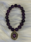 Amethyst with Amethyst and Topaz Pendant Beaded Bracelet