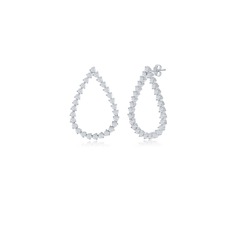 Sterling silver Pear shaped fancy earrings with cz's