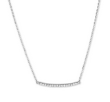 sterling silver cz curved bar necklace