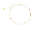 Vermeil over sterling silver freshwater pearl and beads choker necklace.
