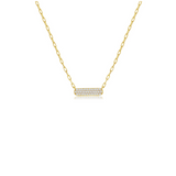 Vermeil over sterling silver three row rounded cz bar necklace.