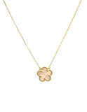 Vermeil over sterling silver mother of pearl flower necklace.