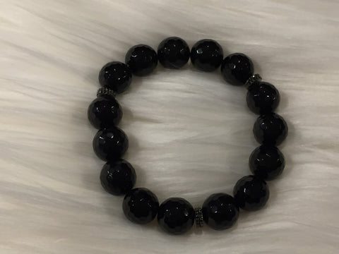 Black Onyx and Spinal Beaded Bracelet