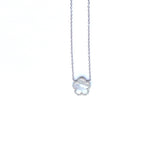 Sterling silver necklace with a mother of pearl and cz flower pendant